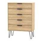 Ready Assembled Hirato 5 Drawer Chest - Nabraska Oak