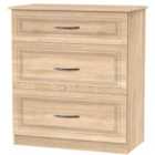 Ready Assembled Devon 3 Drawer Deep Chest - Bardolino Oak