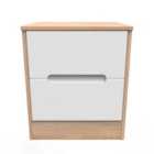 Ready Assembled Barquero 2 Drawer Locker - White Matt and Bardolino Oak