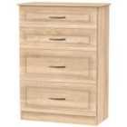 Ready Assembled Devon 4 Drawer Deep Chest - Bardolino Oak
