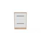 Ready Assembled Barquero 4 Drawer Deep Chest - White Matt and Bardolino Oak