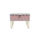 Ready Assembled Copenhagagen 1 Drawer Midi Chest With Legs - Kobe Pink and White