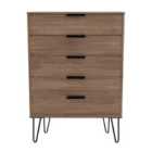 Ready Assembled Hirato 5 Drawer Chest - Carini Walnut