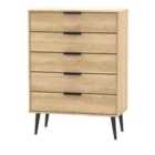 Ready Assembled Hirato 5 Drawer Chest - Nabraska Oak