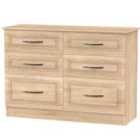 Ready Assembled Devon 6 Drawer Midi Chest - Bardolino Oak