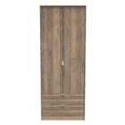 Ready Assembled Copenhagagen Tall 2 Drawer Wardrobe - Vintage Oak