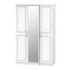 Ready Assembled Devon Triple Mirrored Wardrobe - White