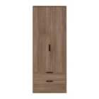 Ready Assembled Hirato Tall 2 Drawer Wardrobe - Carini Walnut