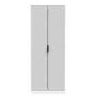 Ready Assembled Hirato Tall Plain Wardrobe - Grey Matt and White