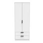 Ready Assembled Copenhagagen Tall 2 Drawer Wardrobe - White