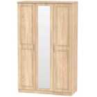Ready Assembled Devon Triple Mirrored Wardrobe - Bardolino Oak