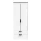 Ready Assembled Hirato Tall 2 Drawer Wardrobe - White Matt