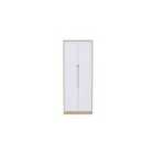 Ready Assembled Barquero Tall Plain Wardrobe - White Matt and Bardolino Oak