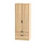 Ready Assembled Hirato Tall 2 Drawer Wardrobe - Nabraska Oak