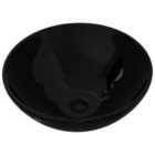 vidaXL Ceramic Bathroom Sink Basin Black Round