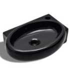 vidaXL Ceramic Bathroom Sink Basin Faucet/Overflow Hole Black Round