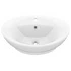 vidaXL Luxury Basin Overflow Oval Matt White 58.5x39 cm Ceramic