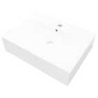 vidaXL Rectangular Ceramic Basin Sink White with Faucet Hole 60x46 cm