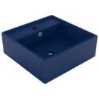 vidaXL Luxury Ceramic Square Basin Overflow - Matt Dark Blue
