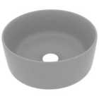 vidaXL Luxury Wash Basin Round Matt Light Grey 40x15 cm Ceramic