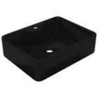 vidaXL Ceramic Bathroom Sink Basin with Faucet Hole Black Square