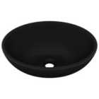 vidaXL Luxury Basin Oval-shaped Matt Black 40x33 cm Ceramic
