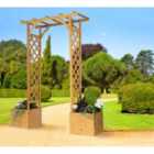 Greenhurst Wooden Arch And Planters - Natural