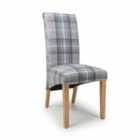 2 x Karta Scroll Back Check Grey Dining Chairs