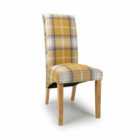 2 x Karta Scroll Back Check Yellow Dining Chairs
