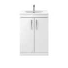Nuie Athena 600 Floor Standing 2-door Vanity & Minimalist Basin - Gloss White