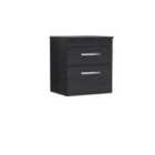 Nuie Athena 500 Wall Hung 2-drawer Vanity & Worktop - Black Woodgrain