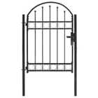vidaXL Fence Gate With Arched Top Steel 100X125cm Black