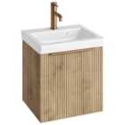 Concept Halifax Oak Ribbed S3 Vanity Unit & Basin - 450mm