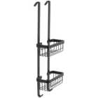 Croydex Aluminium 2 Tier Hook Over Basket - Black