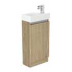 Newland 400mm Single Door Ceramic Basin Unit - Natural Oak