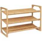HOMCOM 3-tier Shoe Rack Bamboo w/ Slatted Shelves - Natural
