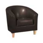 Clare Faux Leather Armchair Brown