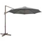 Outsunny 3(m) Cantilever Parasol 360? Rotation Roma Umbrella Hanging Sun Shade with Aluminum Frame - Dark Grey