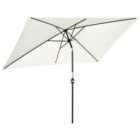 Outsunny 3x2m Patio Parasol Garden Umbrellas Canopy with Aluminum Tilt Crank - Cream White