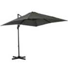 Outsunny Square Cantilever Umbrella Parasol 360 Rotation with Crank Handle & Cross Base, 2.5 x 2.5m Grey