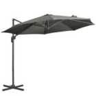 Outsunny 3 x 3(m) Cantilever Parasol with Cross Base, Garden Umbrella with 360? Rotation, Crank Handle and Tilt for Outdoor, Patio, Grey