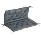 Outsunny 2 Seater Bench Cushion, Garden Chair Cushion with Back and Ties for Indoor and Outdoor Use, 98 x 100 cm, Dark Grey