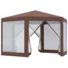 Outsunny Hexagonal Garden Gazebo Patio - Brown