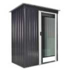 Outsunny 5 x 3ft Garden Storage Shed with Sliding Door and Sloped Roof, Outdoor Equipment Tool Shed for Backyard, Black