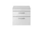 Nuie Athena 600 Wall Hung 2-drawer Vanity & Worktop - Gloss Grey Mist