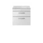 Nuie Athena 600 Wall Hung 2-drawer Vanity & Bellato Grey Worktop - Gloss Grey Mist