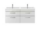 Nuie Athena 1200 Wall Hung 4-drawer Vanity & Polymarble Double Basin - Gloss Grey Mist