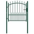 vidaXL Fence Gate With Spikes Steel 100X100cm Green