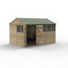Forest Garden Beckwood 12x8 Reverse Apex Shed - 6 Window, Double Door