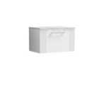 Nuie Deco Wall Hung Single Drawer Vanity & Bellato Grey Laminate Top - Satin White